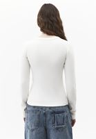 Bayan Krem Düğme Detaylı Tişört