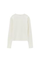 Bayan Krem Düğme Detaylı Tişört