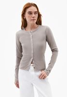 Bayan Gri Düğme Detaylı Tişört