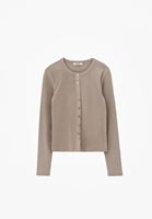 Bayan Gri Düğme Detaylı Tişört