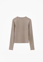 Bayan Gri Düğme Detaylı Tişört