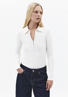 Bayan Krem Polo Yaka Fermuarlı Tişört