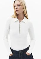 Bayan Krem Polo Yaka Fermuarlı Tişört