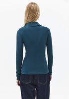 Bayan Mavi Polo Yaka Fermuarlı Tişört