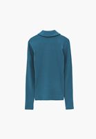 Bayan Petrol Mavisi Polo Yaka Fermuarlı Tişört