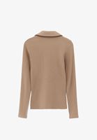 Bayan Bej Polo Yaka Fermuarlı Tişört