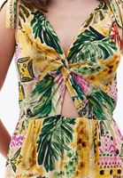 Bayan Çok Renkli Burgu Detaylı Midi Elbise