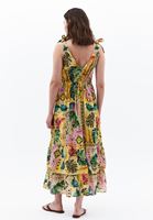 Bayan Çok Renkli Burgu Detaylı Midi Elbise