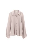 Bayan Bej Balon Kollu Oversize Gömlek