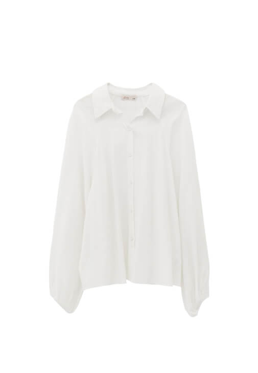 Oversize Balon Kollu Gömlek ve Etek Kombini