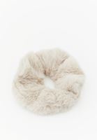 Bayan Krem Peluş Lastikli Saç Tokası