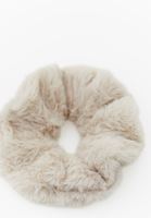 Bayan Krem Peluş Lastikli Saç Tokası