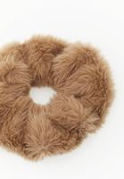 Bayan Bej Peluş Lastikli Saç Tokası