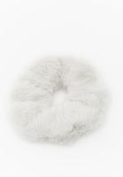 Bayan Beyaz Peluş Lastikli Saç Tokası