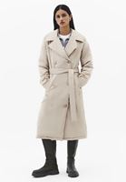 Bayan Bej Kemer Detaylı Düğmeli Trençkot