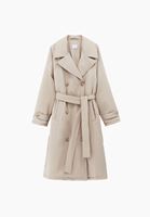 Bayan Bej Kemer Detaylı Düğmeli Trençkot