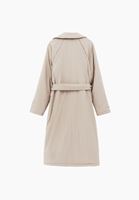 Bayan Bej Kemer Detaylı Düğmeli Trençkot