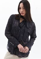 Bayan Antrasit İşleme Detaylı Oversize Gömlek