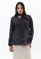 Bayan Antrasit İşleme Detaylı Oversize Gömlek