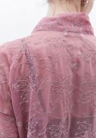 Bayan Lila İşleme Detaylı Oversize Gömlek