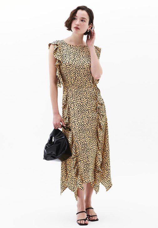 Çok Renkli Puantiyeli Uzun Elbise