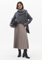 Bayan Gri Ultra Yüksek Bel Pileli Etek