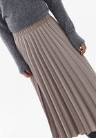 Bayan Gri Ultra Yüksek Bel Pileli Etek