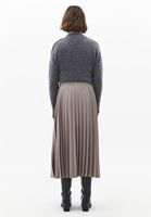 Bayan Gri Ultra Yüksek Bel Pileli Etek