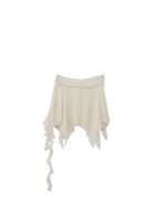 Bayan Krem Asimetrik Kesim Mini Etek