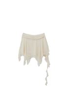 Bayan Krem Asimetrik Kesim Mini Etek