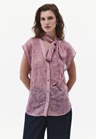 Bayan Lila Nakışlı Oversize Gömlek