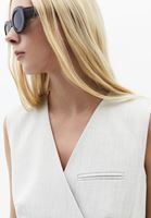 Bayan Krem Pile Detaylı Yelek