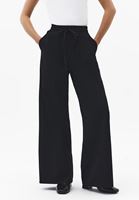 Bayan Siyah Yüksek Bel Wide-Leg Pantolon