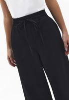 Bayan Siyah Yüksek Bel Wide-Leg Pantolon