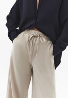 Bayan Bej Yüksek Bel Wide-Leg Pantolon