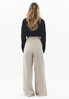 Bayan Bej Yüksek Bel Wide-Leg Pantolon