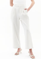 Bayan Krem Yüksek Bel Straight-Fit Pantolon