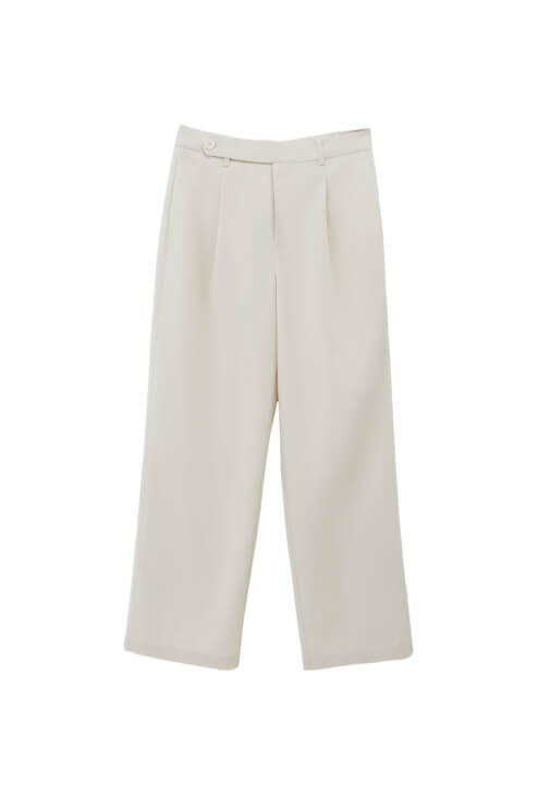 Yüksek Bel Straight-Fit Pantolon ve Asimetrik Bluz Kombini