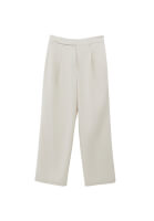 Bayan Krem Yüksek Bel Straight-Fit Pantolon