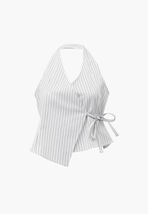 Çizgili Yelek ve Barrel-Fit Pantolon Kombini