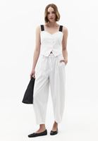 Bayan Çok Renkli Çizgili Barrel-Fit Pantolon