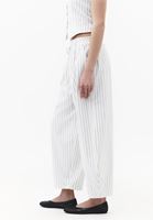 Bayan Çok Renkli Çizgili Barrel-Fit Pantolon