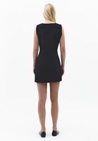 Bayan Siyah Yırtmaçlı Mini Elbise