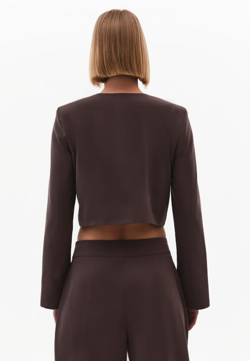 Crop Blazer ve Pileli Pantolon Kombini