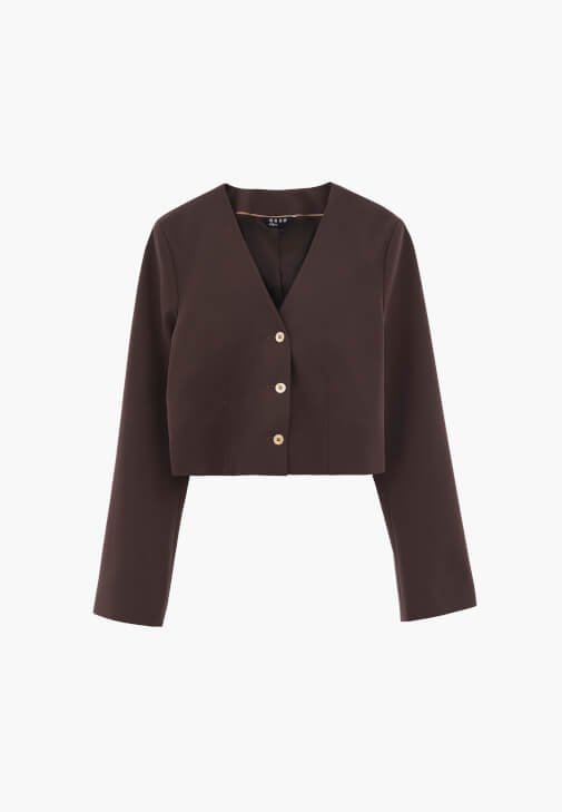 Crop Blazer ve Pileli Pantolon Kombini