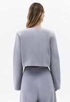 Bayan Gri Düğmeli Crop Blazer Ceket