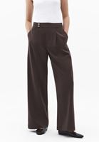 Bayan Kahverengi Pileli Straight-Fit Pantolon