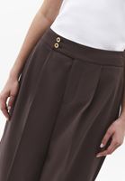 Bayan Kahverengi Pileli Straight-Fit Pantolon