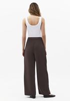 Bayan Kahverengi Pileli Straight-Fit Pantolon