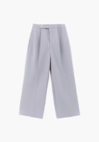 Bayan Gri Pileli Straight-Fit Pantolon